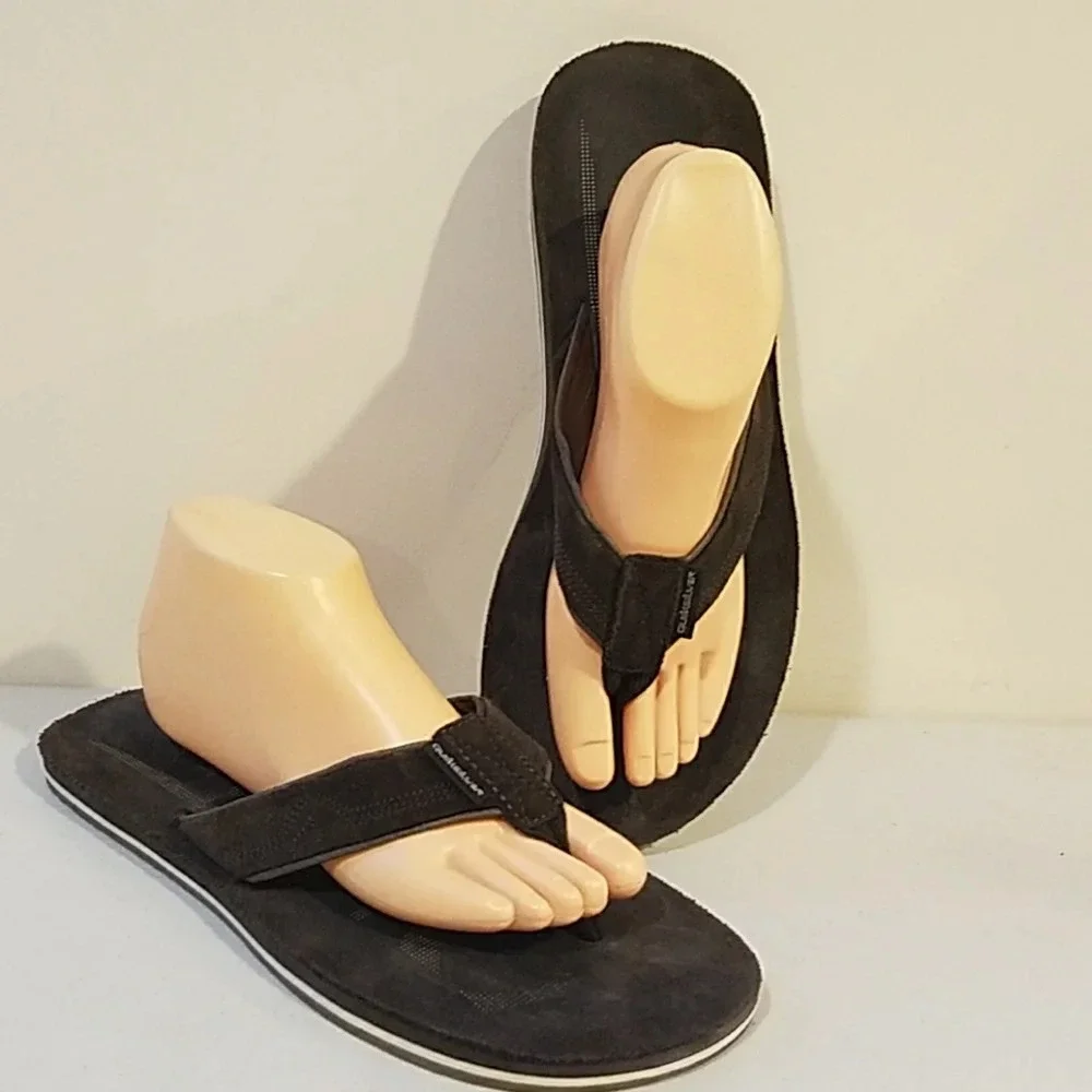 MEN'S QUICKSILVER BROWN SUEDE FLIP FLOPS